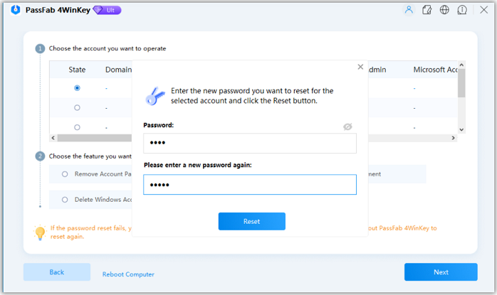 change login account password